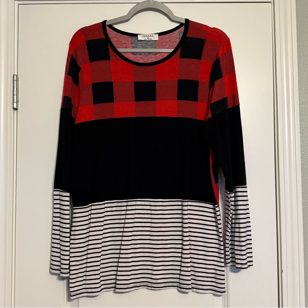 Zenana Plaid top
